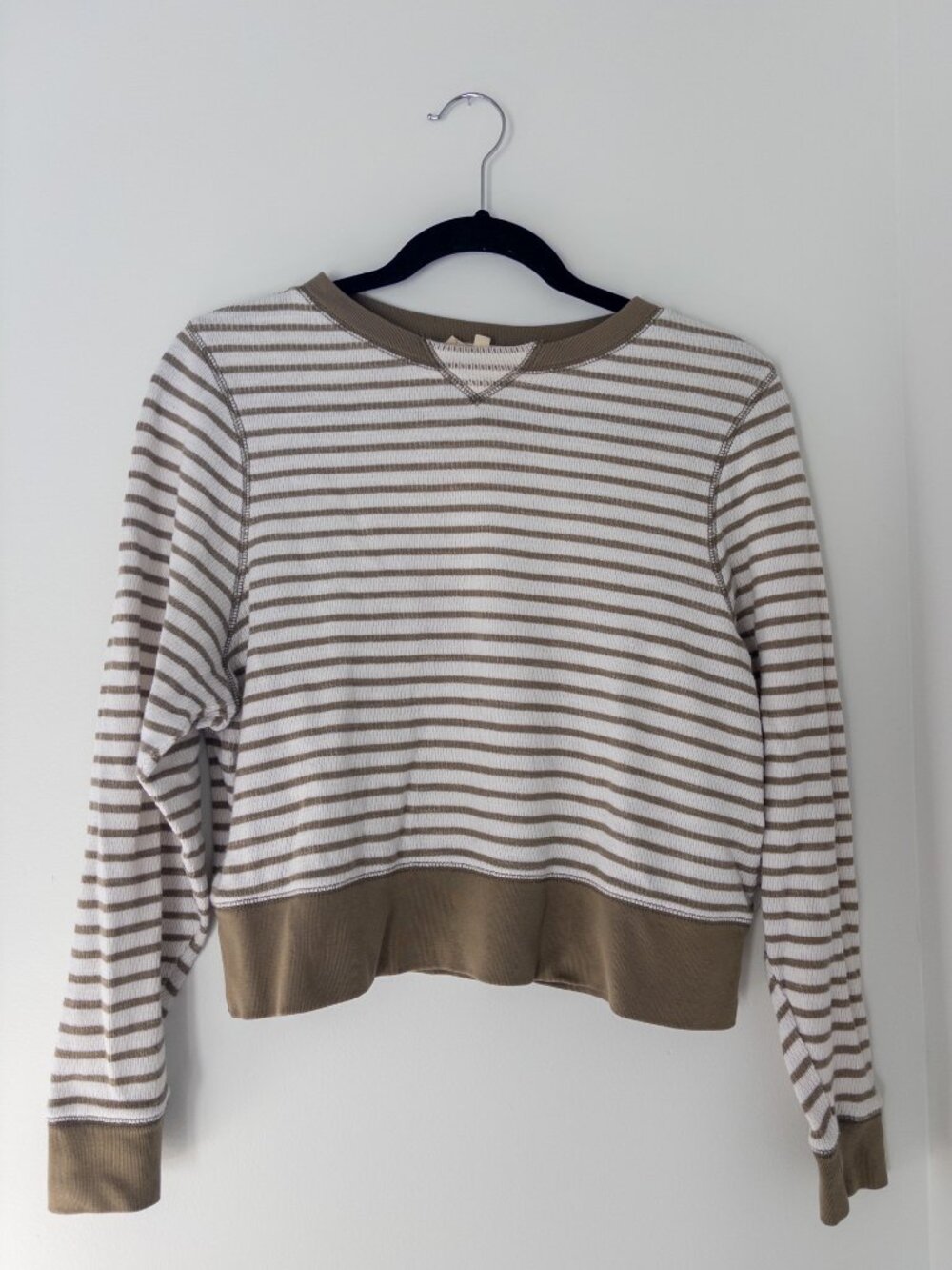 Madewell Relaxed Long-Sleeve Crew Sweater Green White Stripe